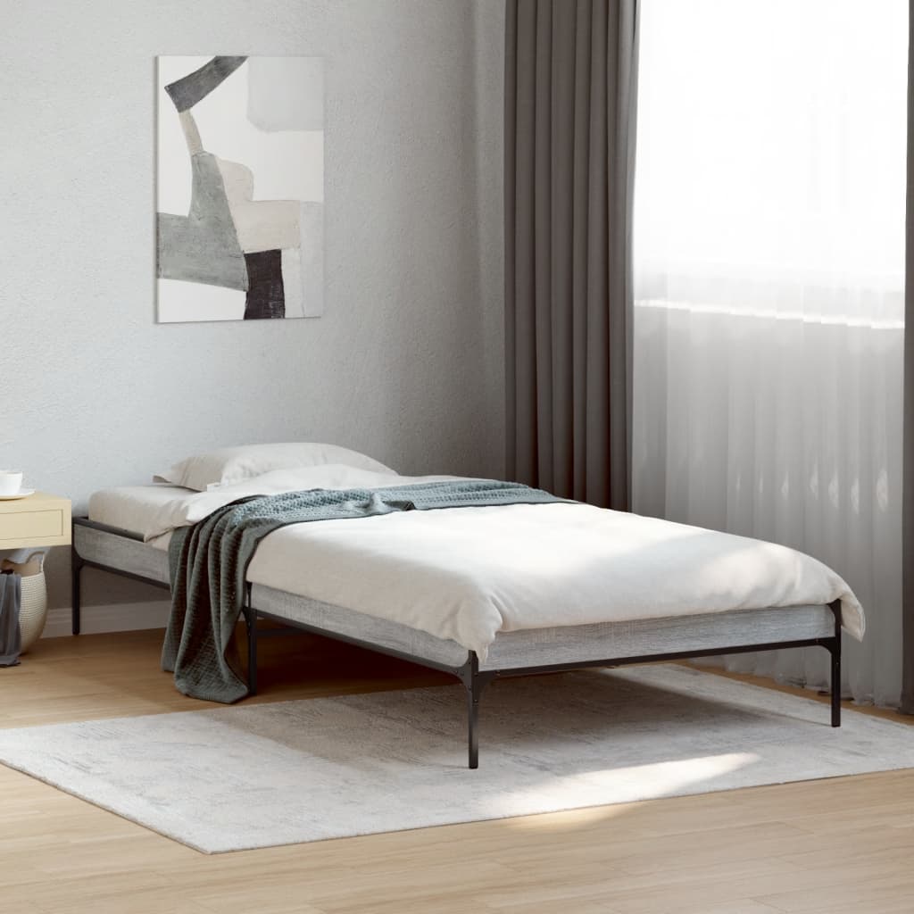Okvir za krevet boja hrasta 100x200cm konstruirano drvo i metal