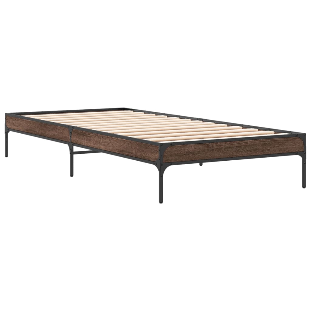 Okvir za krevet smeđi hrast 100x200cm konstruirano drvo i metal