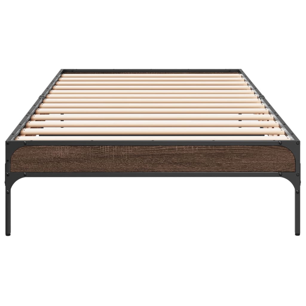 Okvir za krevet smeđi hrast 100x200cm konstruirano drvo i metal