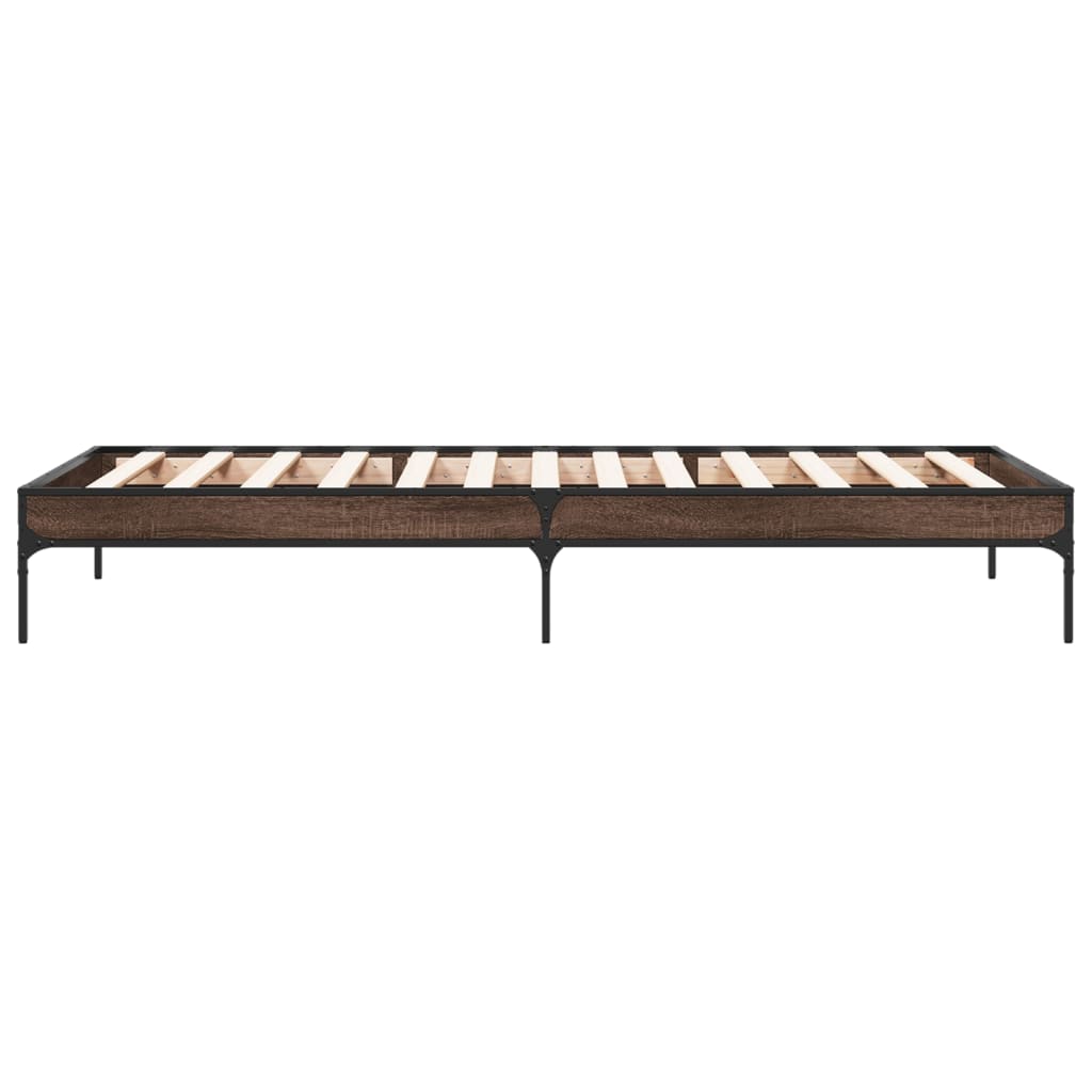 Okvir za krevet smeđi hrast 100x200cm konstruirano drvo i metal