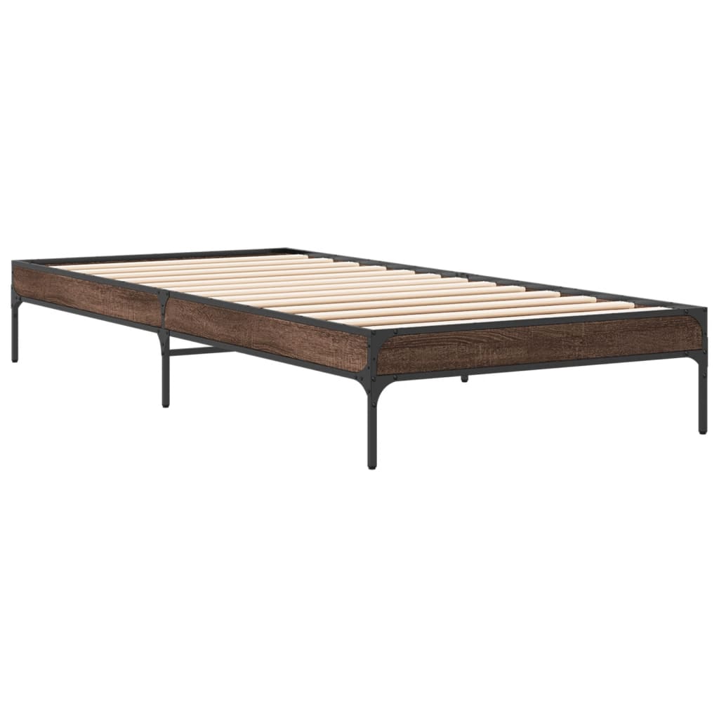 Okvir za krevet smeđi hrast 100x200cm konstruirano drvo i metal