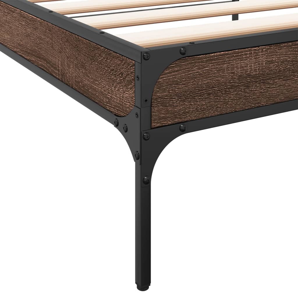 Okvir za krevet smeđi hrast 100x200cm konstruirano drvo i metal