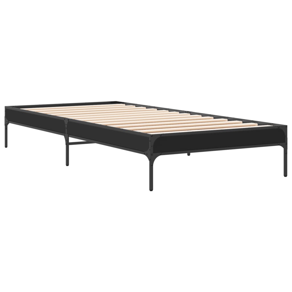 Okvir kreveta crni 90 x 200 cm konstruirano drvo i metal