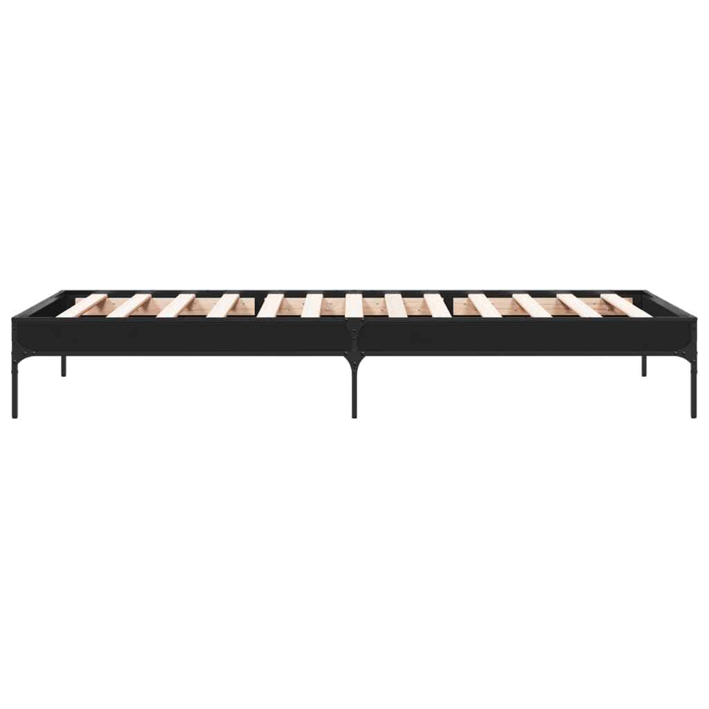 Okvir kreveta crni 90 x 200 cm konstruirano drvo i metal