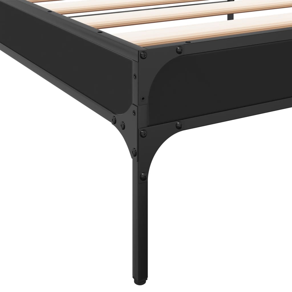 Okvir kreveta crni 90 x 200 cm konstruirano drvo i metal