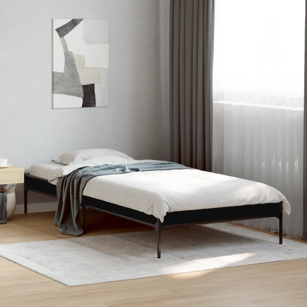 Okvir kreveta crni 90 x 200 cm konstruirano drvo i metal