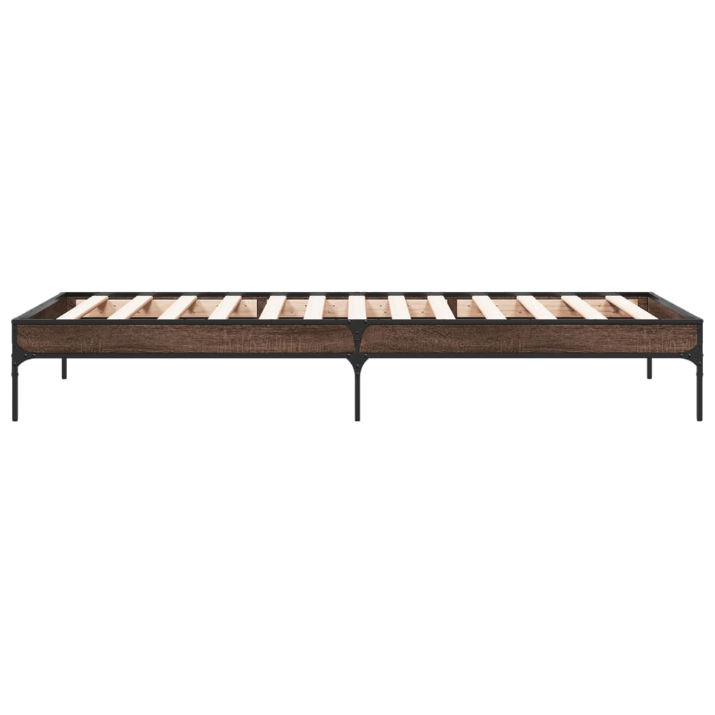 Okvir za krevet smeđi hrast 90x200 cm konstruirano drvo i metal