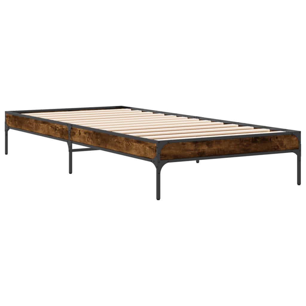 Okvir krevet boja hrasta 90 x 190 cm konstruirano drvo i metal