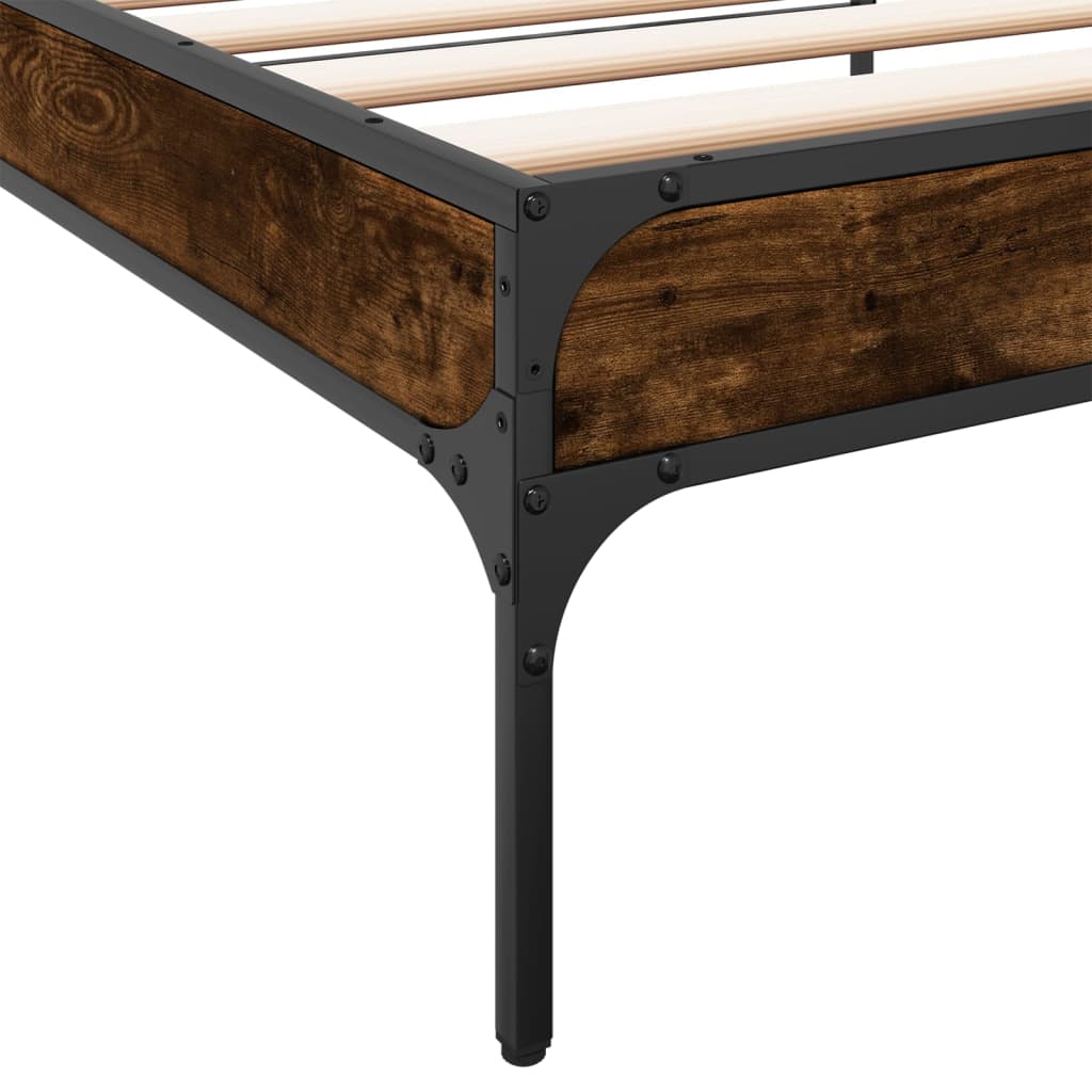 Okvir krevet boja hrasta 90 x 190 cm konstruirano drvo i metal