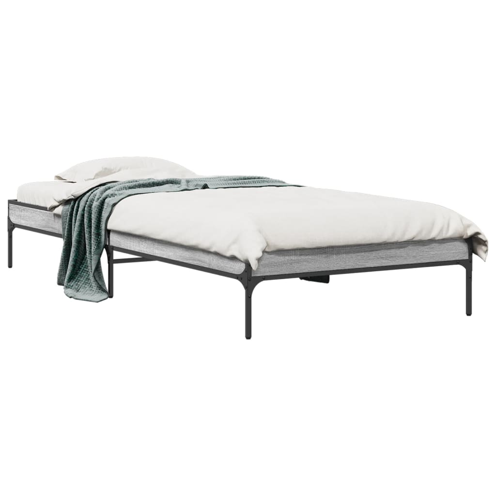 Okvir kreveta boja hrasta 90 x 190 cm konstruirano drvo i metal