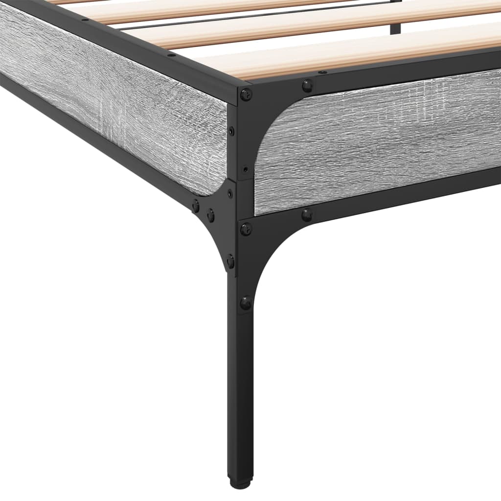Okvir kreveta boja hrasta 90 x 190 cm konstruirano drvo i metal