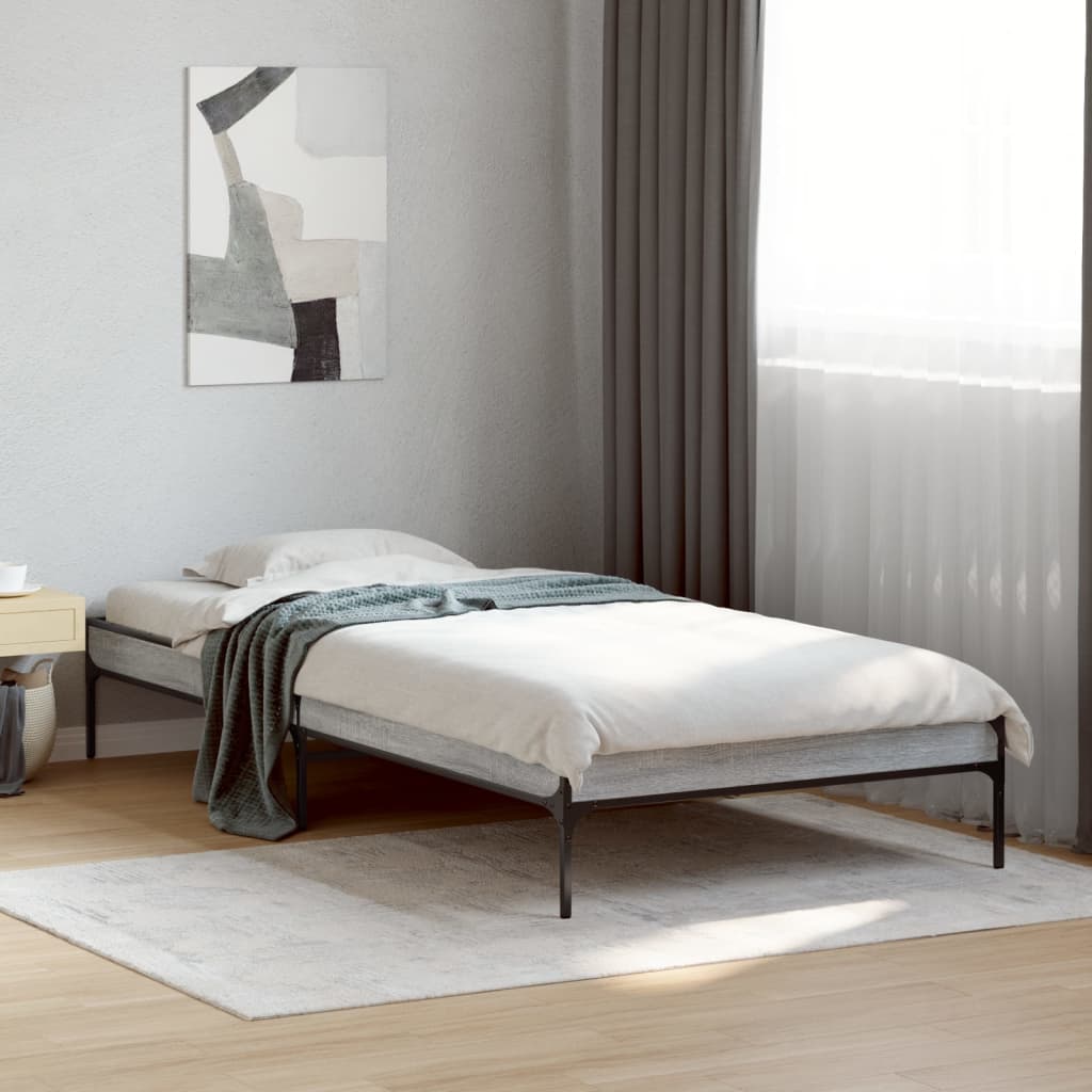 Okvir kreveta boja hrasta 90 x 190 cm konstruirano drvo i metal