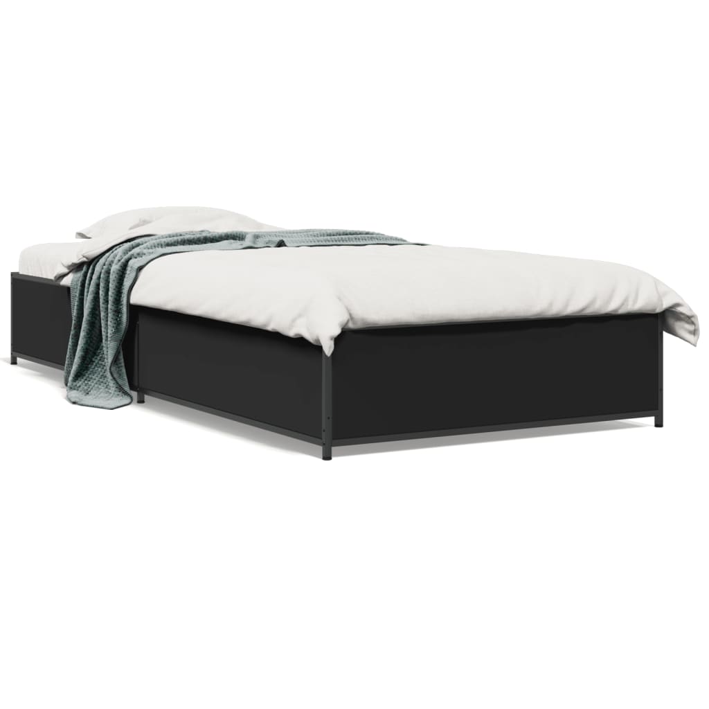 Okvir kreveta crni 90 x 200 cm konstruirano drvo i metal