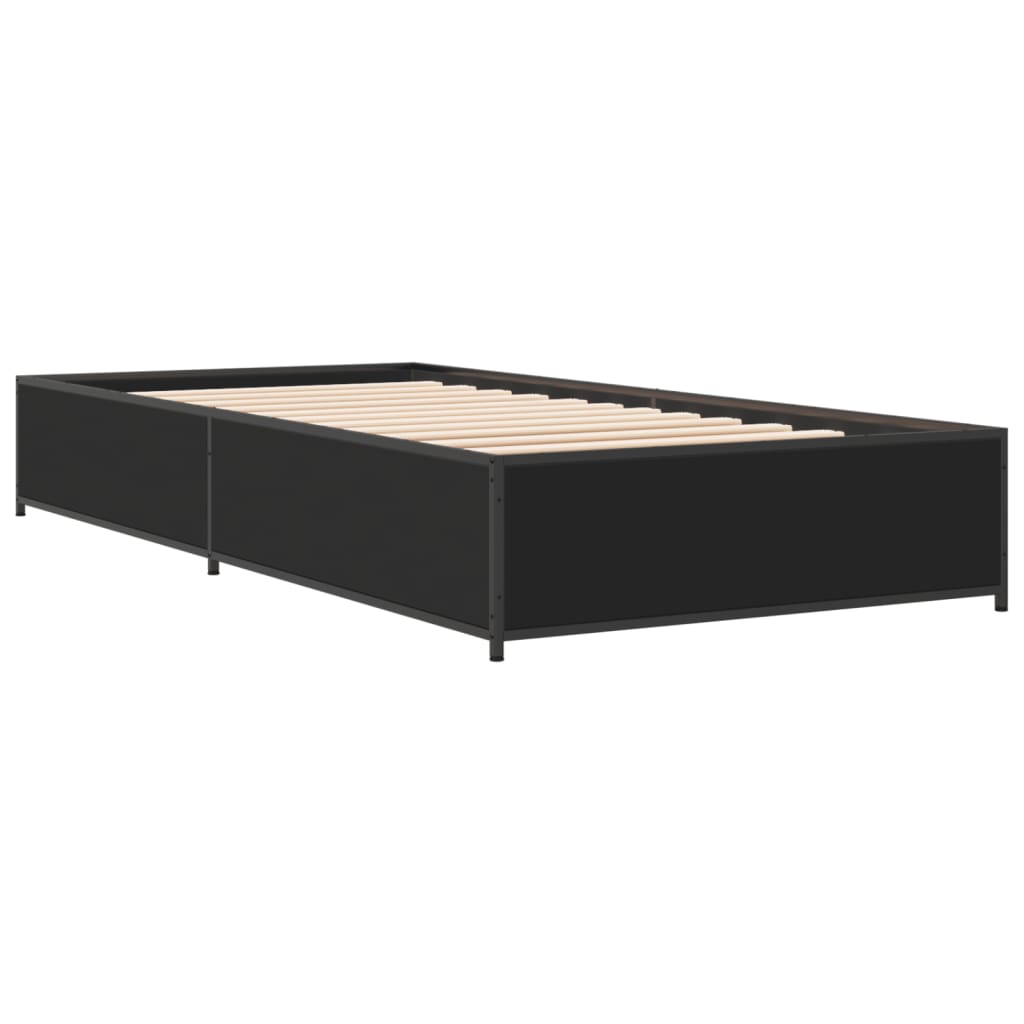 Okvir kreveta crni 90 x 200 cm konstruirano drvo i metal