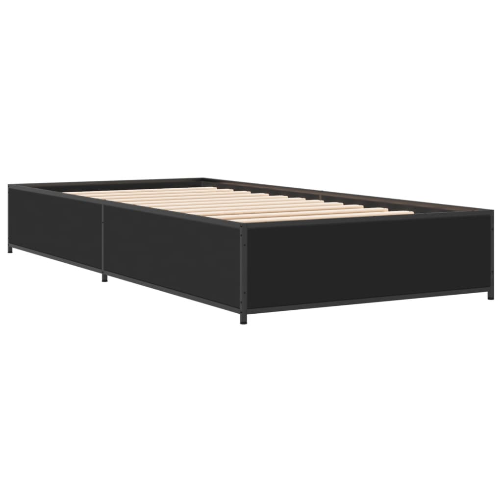Okvir kreveta crni 90 x 200 cm konstruirano drvo i metal