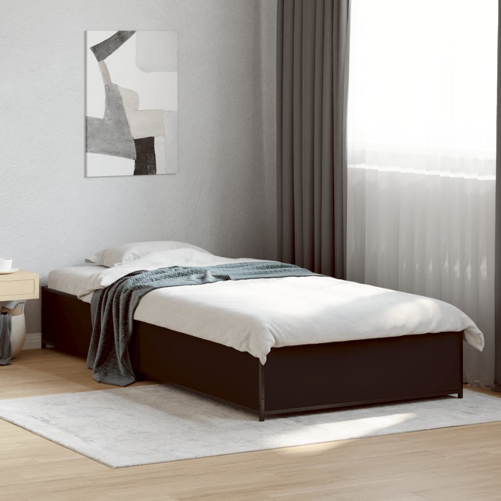 Okvir kreveta crni 90 x 200 cm konstruirano drvo i metal