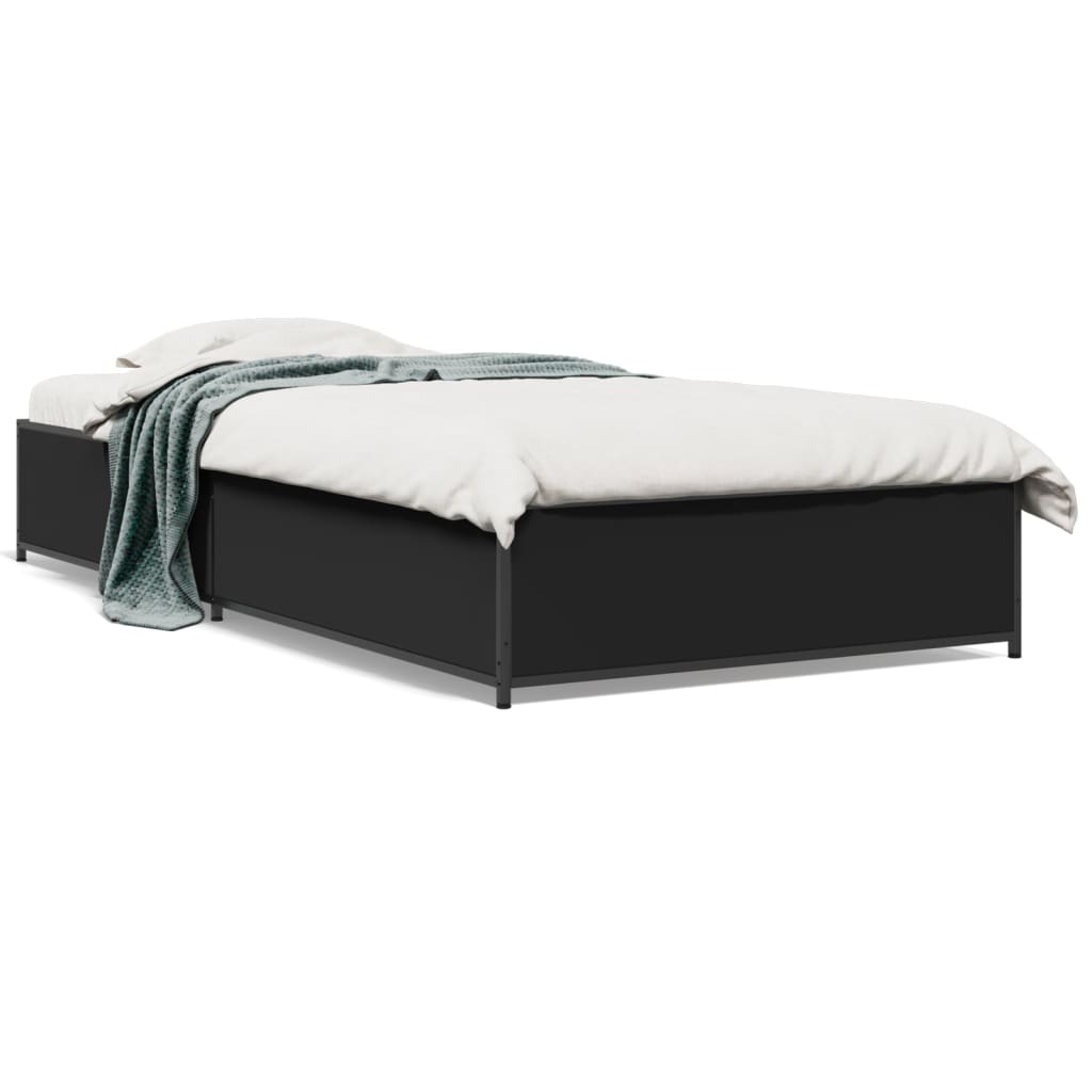 Okvir za krevet crni 90 x 190 cm od konstruiranog drvo i metal