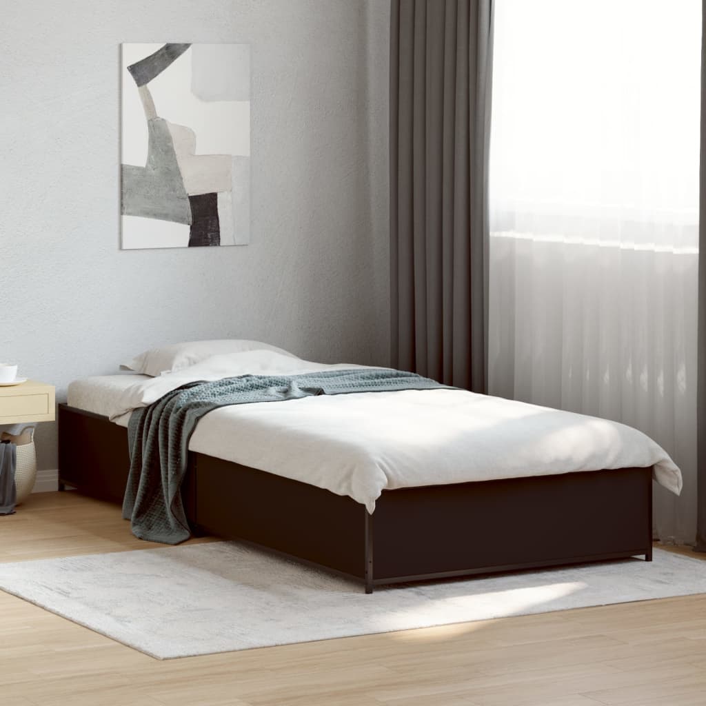 Okvir za krevet crni 90 x 190 cm od konstruiranog drvo i metal