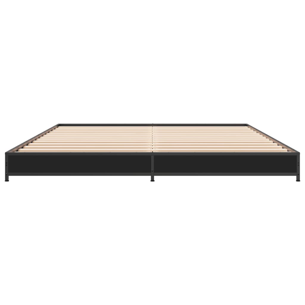 Okvir za krevet crni 135x190 cm konstruirano drvo i metal