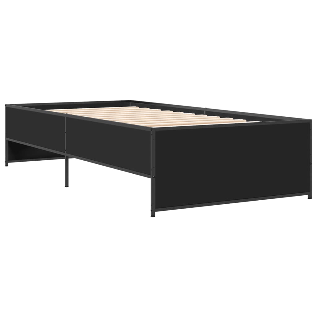 Okvir za krevet crni 100x200 cm konstruirano drvo i metal