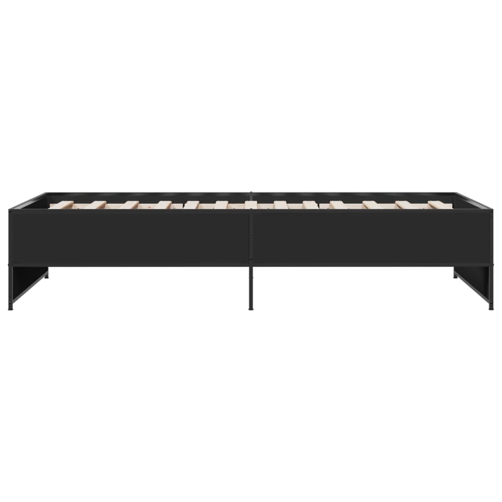 Okvir za krevet crni 100x200 cm konstruirano drvo i metal