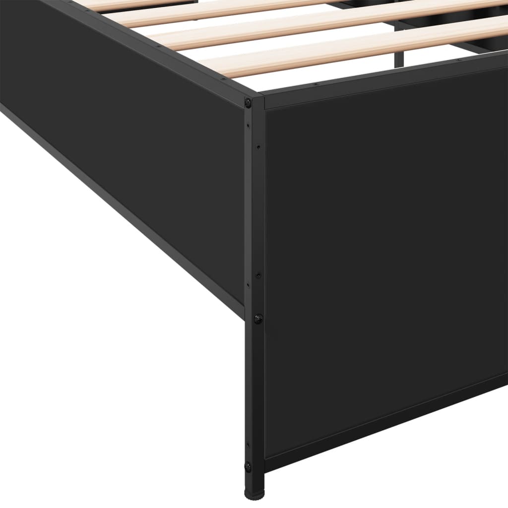 Okvir za krevet crni 100x200 cm konstruirano drvo i metal