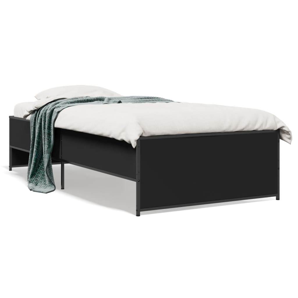 Okvir za krevet crni 100x200 cm konstruirano drvo i metal