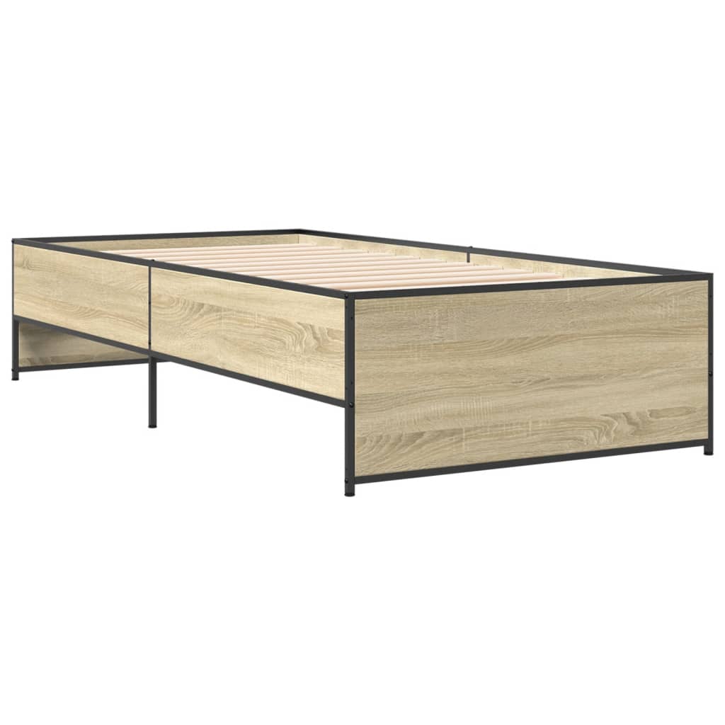 Okvir za krevet boja hrasta 100x200cm konstruirano drvo i metal