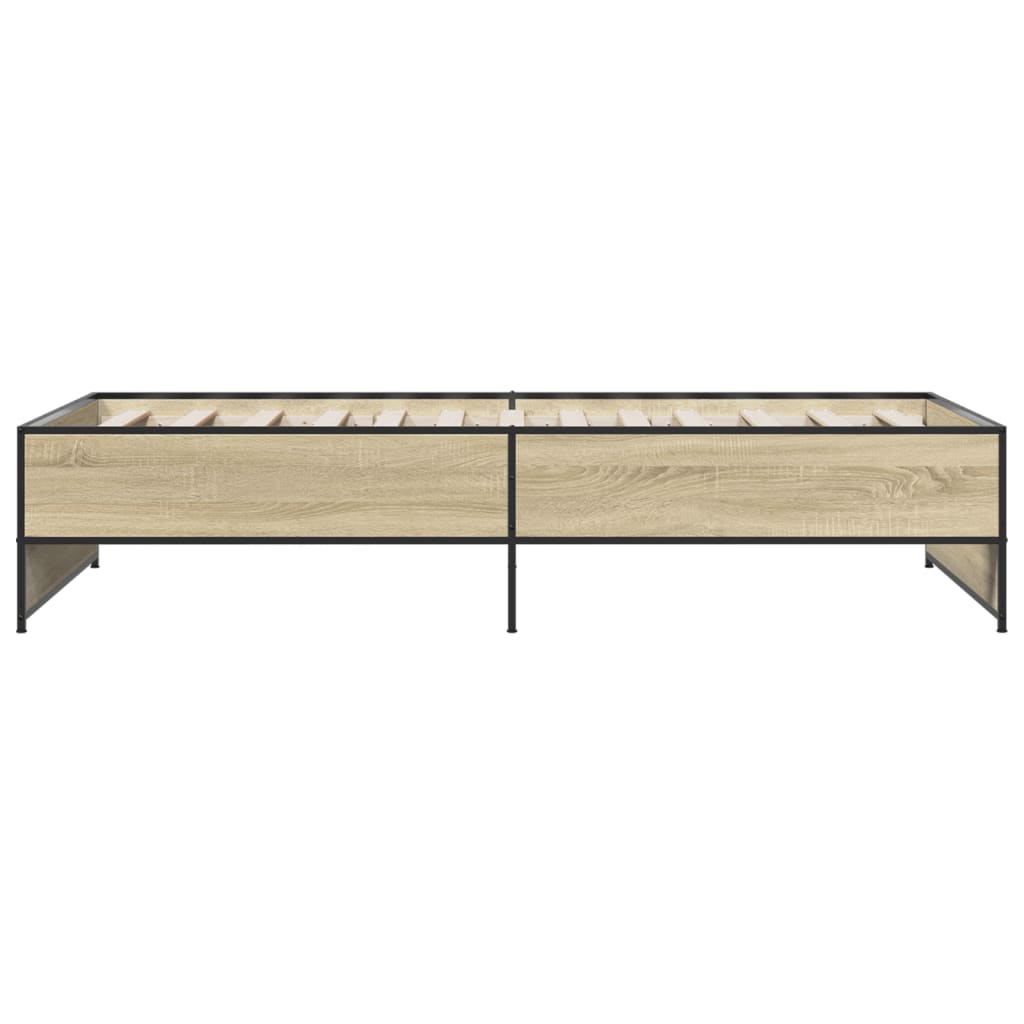 Okvir za krevet boja hrasta 100x200cm konstruirano drvo i metal