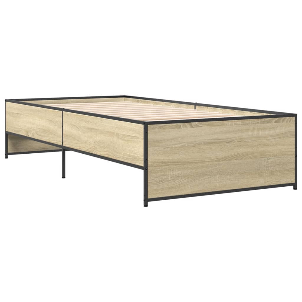 Okvir za krevet boja hrasta 100x200cm konstruirano drvo i metal