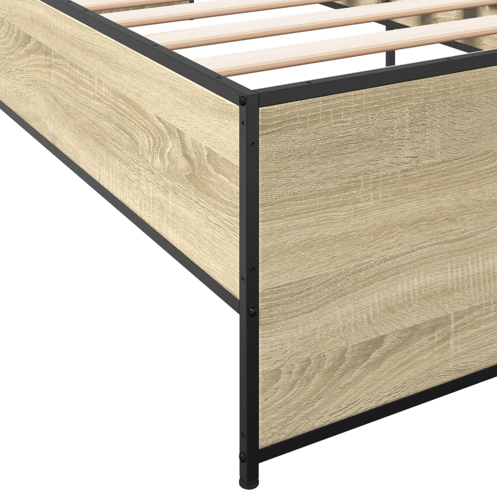 Okvir za krevet boja hrasta 100x200cm konstruirano drvo i metal