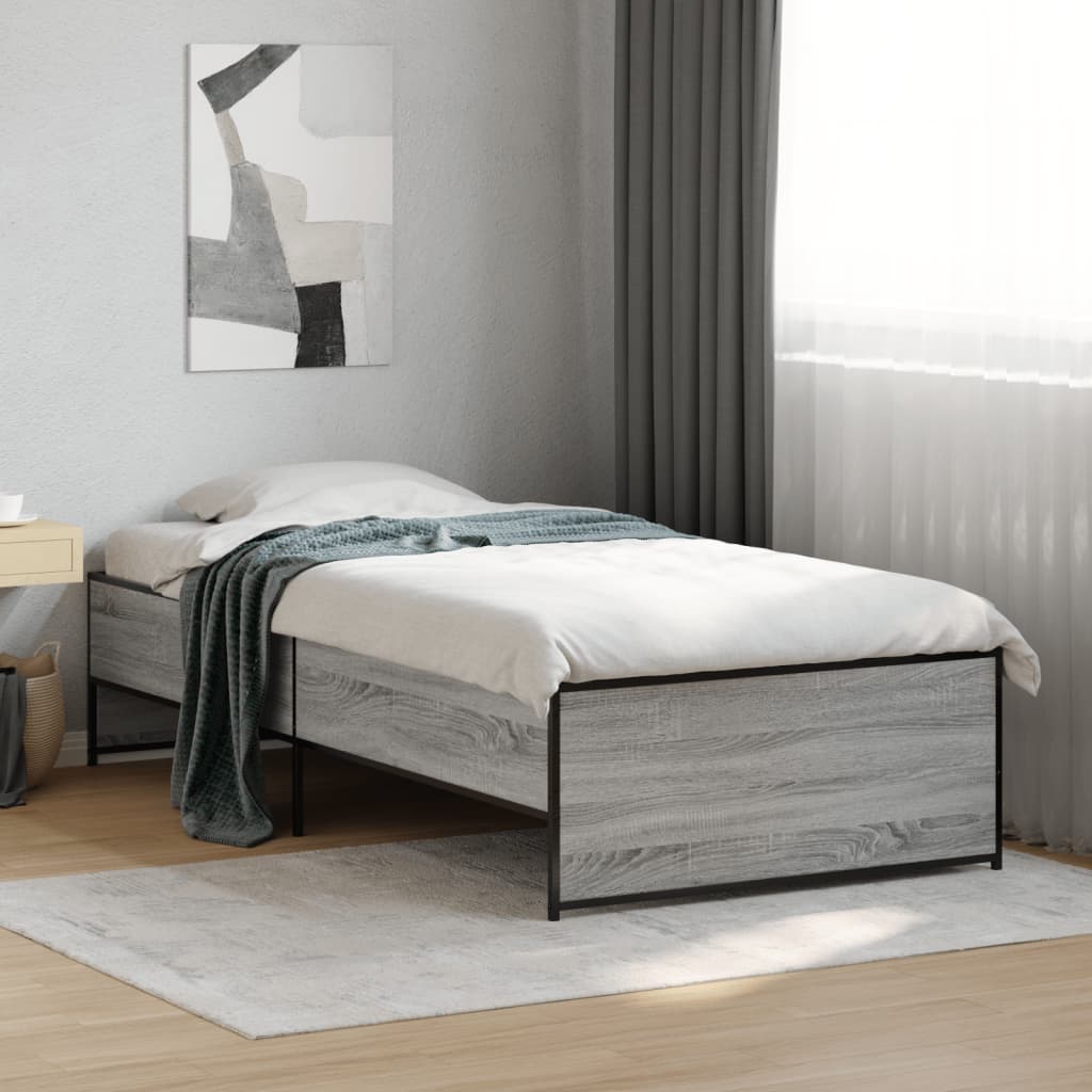 Okvir za krevet boja hrasta 100x200cm konstruirano drvo i metal