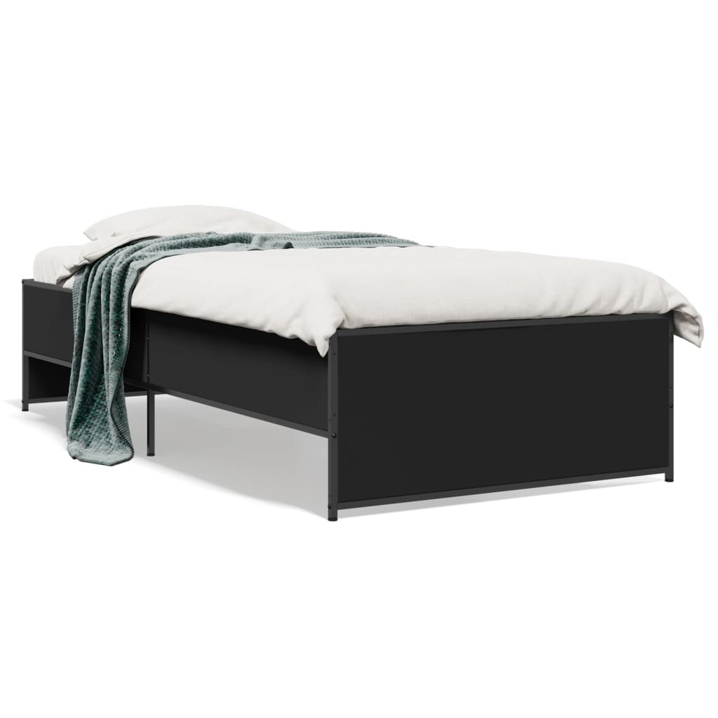Okvir kreveta crni 90 x 200 cm konstruirano drvo i metal