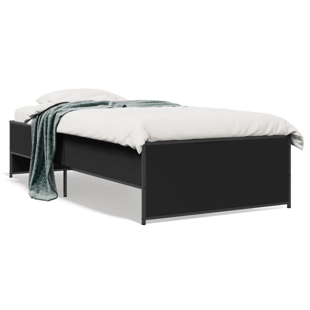 Okvir za krevet crni 90 x 190 cm od konstruiranog drvo i metal