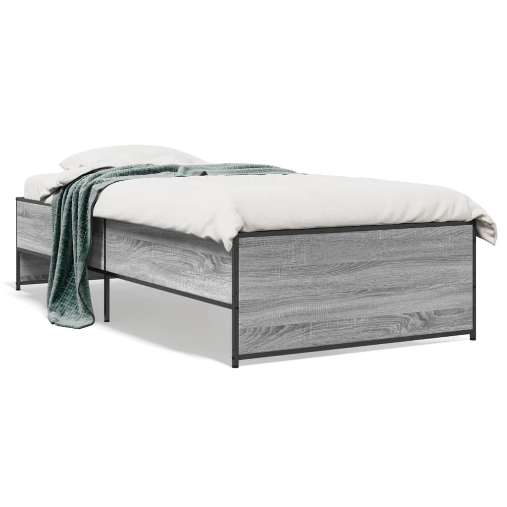 Okvir za krevet boja hrasta 75x190 cm konstruirano drvo i metal