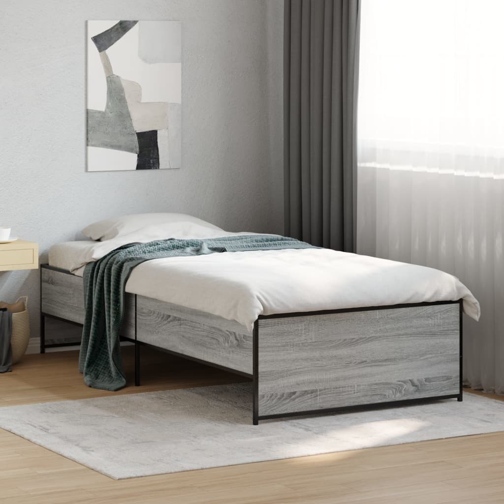 Okvir za krevet boja hrasta 75x190 cm konstruirano drvo i metal