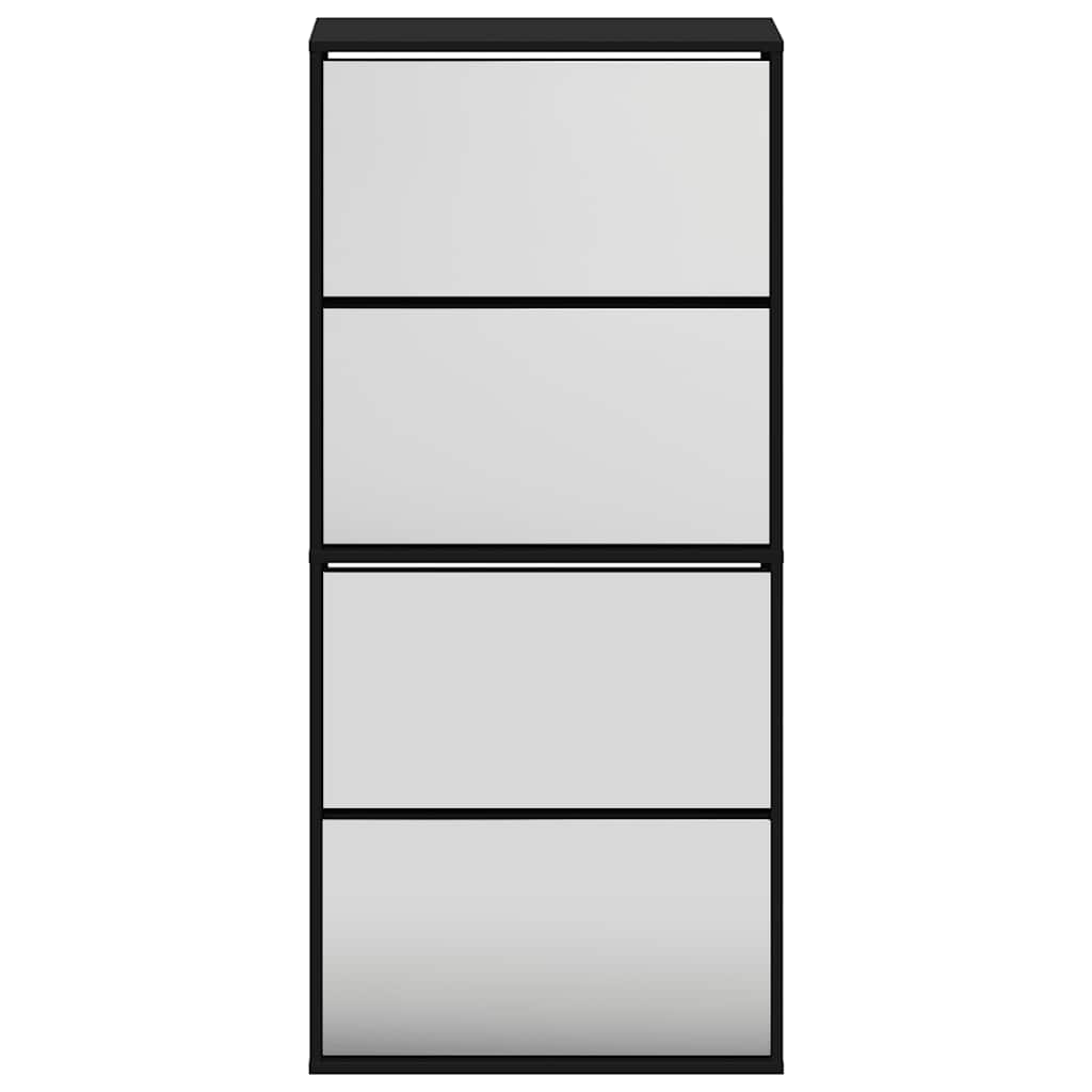 Ormarić za cipele s ogledalom i 4 razine crni 63 x 17 x 134 cm