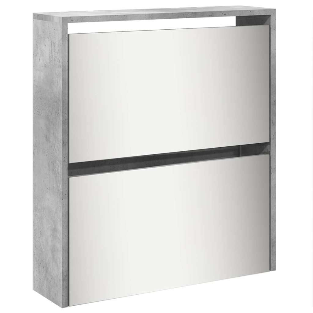 Ormarić za cipele s ogledalom i 5 razina sivi 63x17x169,5 cm