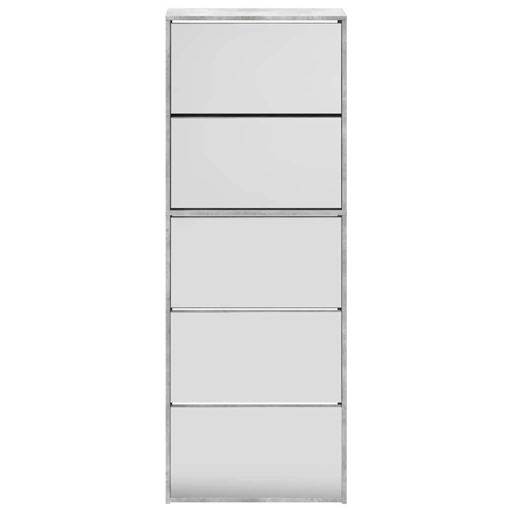 Ormarić za cipele s ogledalom i 5 razina sivi 63x17x169,5 cm