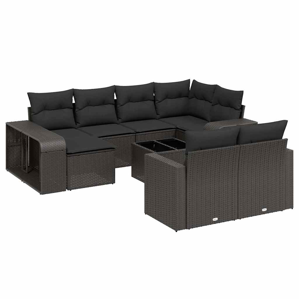 11-dijelni set vrtnih sofa poliratan s jastucima svijetlosivi