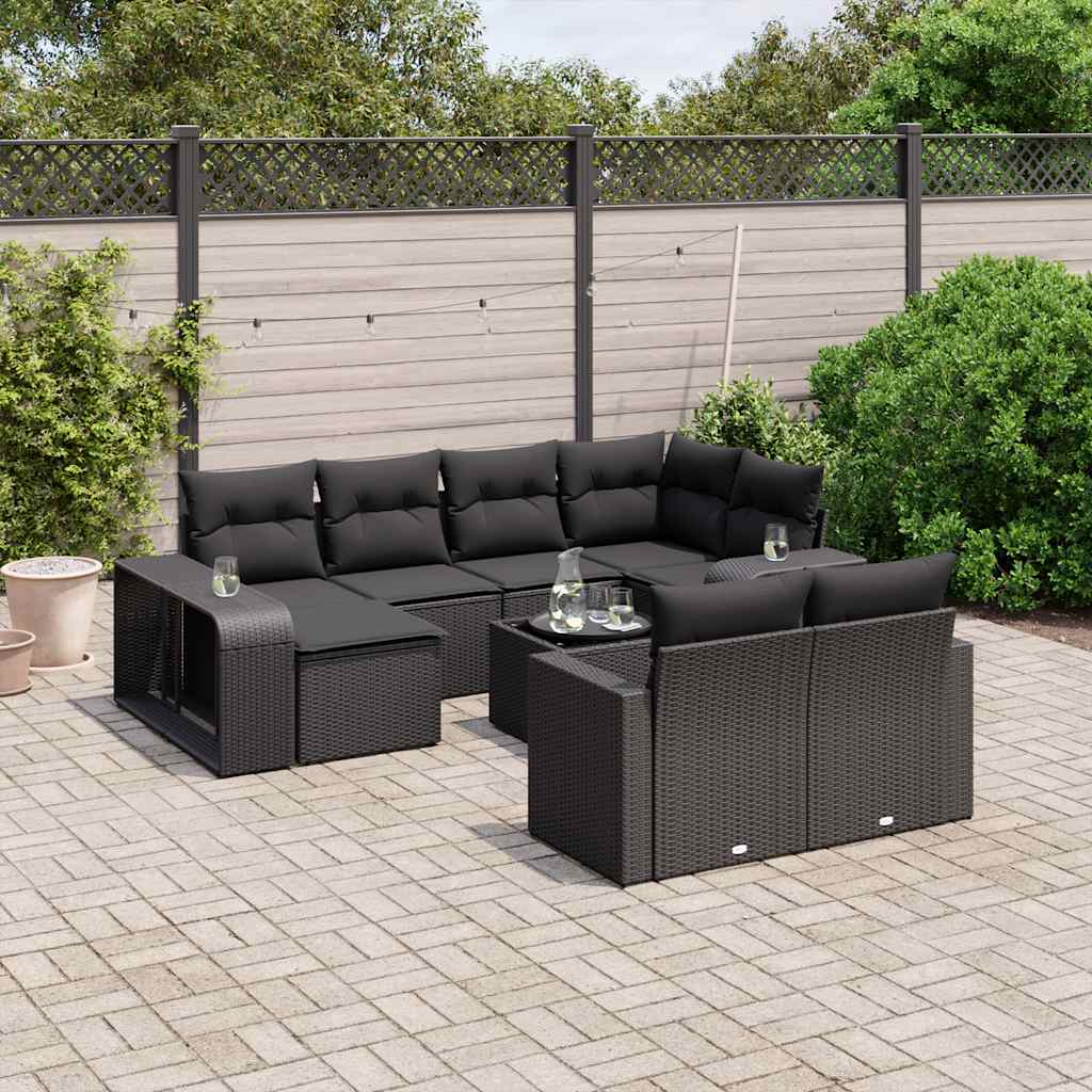 11-dijelni set vrtnih sofa poliratan s jastucima svijetlosivi