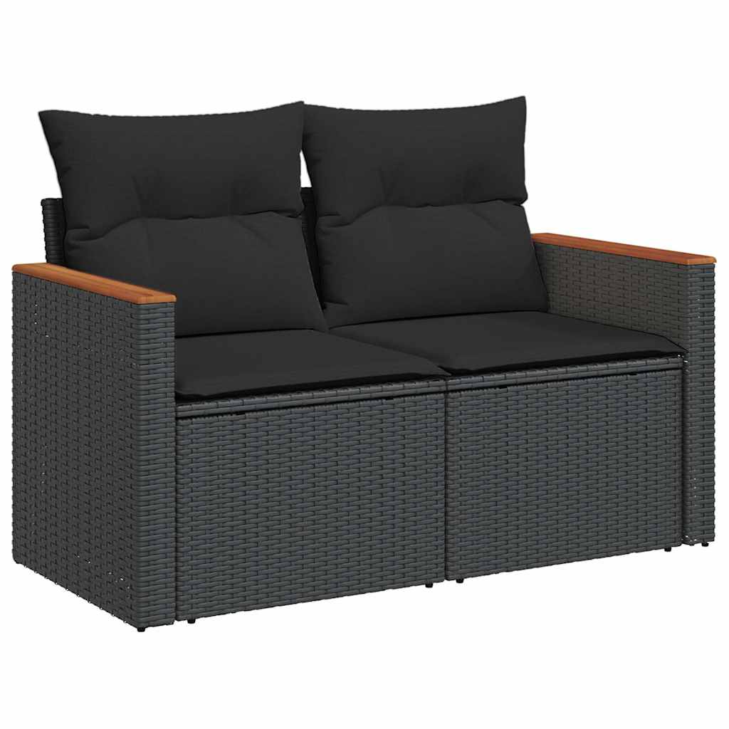 4-dijelni set vrtnih sofa od poliratana s jastucima crni