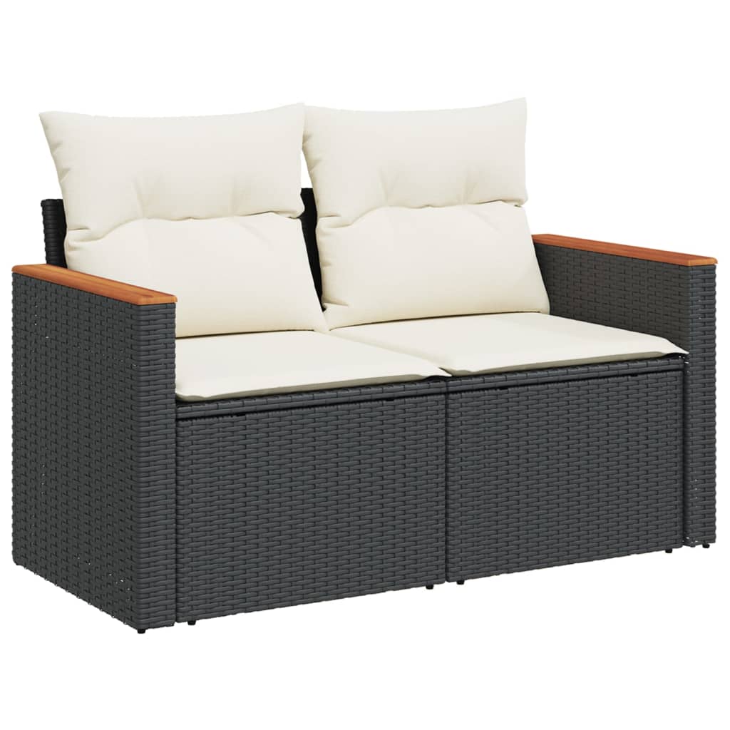 4-dijelni set vrtnih sofa od poliratana s jastucima crni