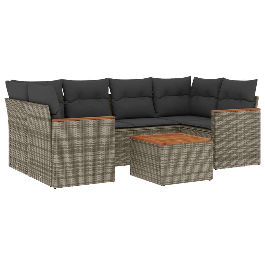 7-dijelni set vrtnih sofa sivi od poliratana