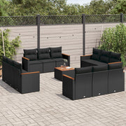 13-dijelni set vrtnih sofa s jastucima poliratan crni