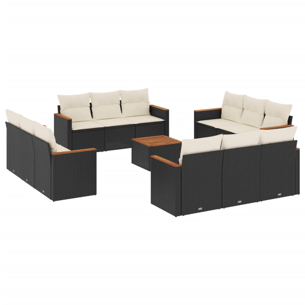 13-dijelni set vrtnih sofa s jastucima poliratan crni