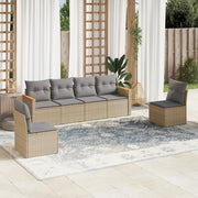 6-dijelni set vrtnih sofa s jastucima bež od poliratana 61 x 62 x 69 cm