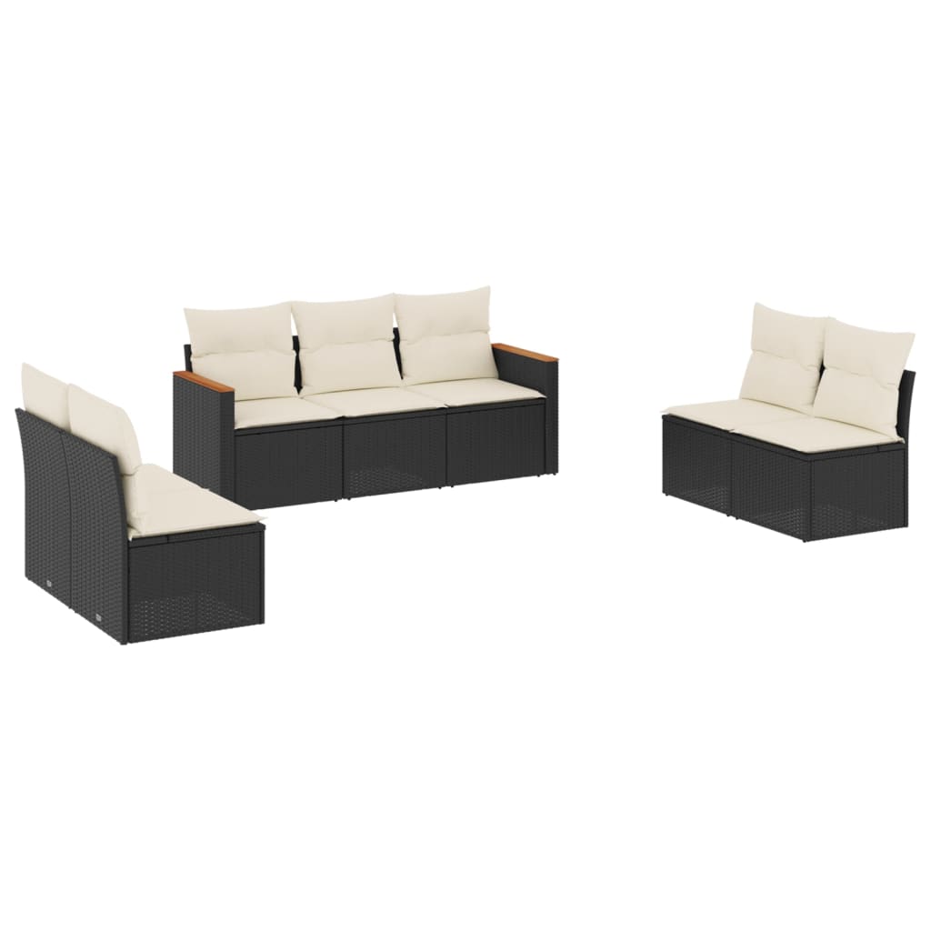 7-dijelni set vrtnih sofa od poliratana s jastucima crni