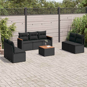 8-dijelni set vrtnih sofa od poliratana s jastucima crni Crna 61 x 62 x 69 cm