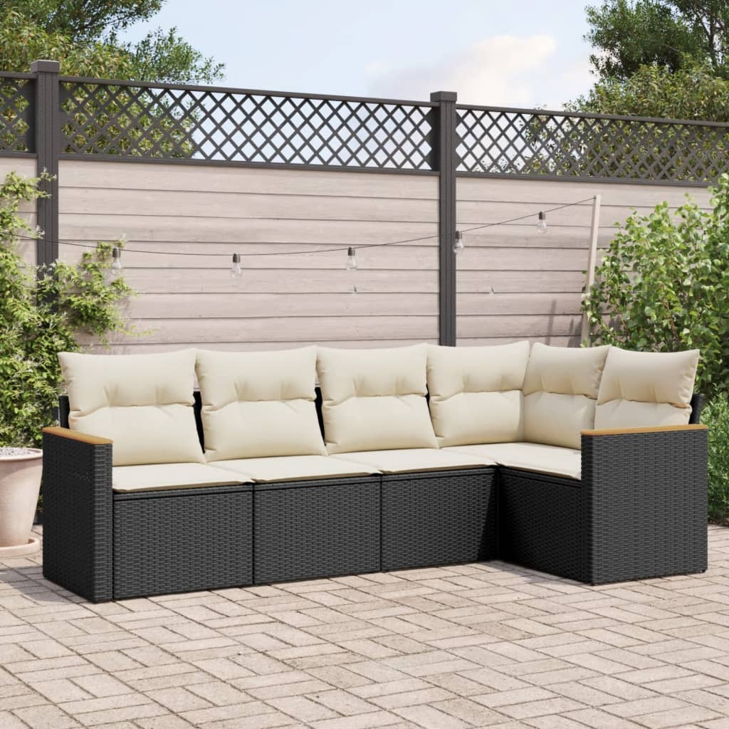 5-dijelni set vrtnih sofa s jastucima od poliratana